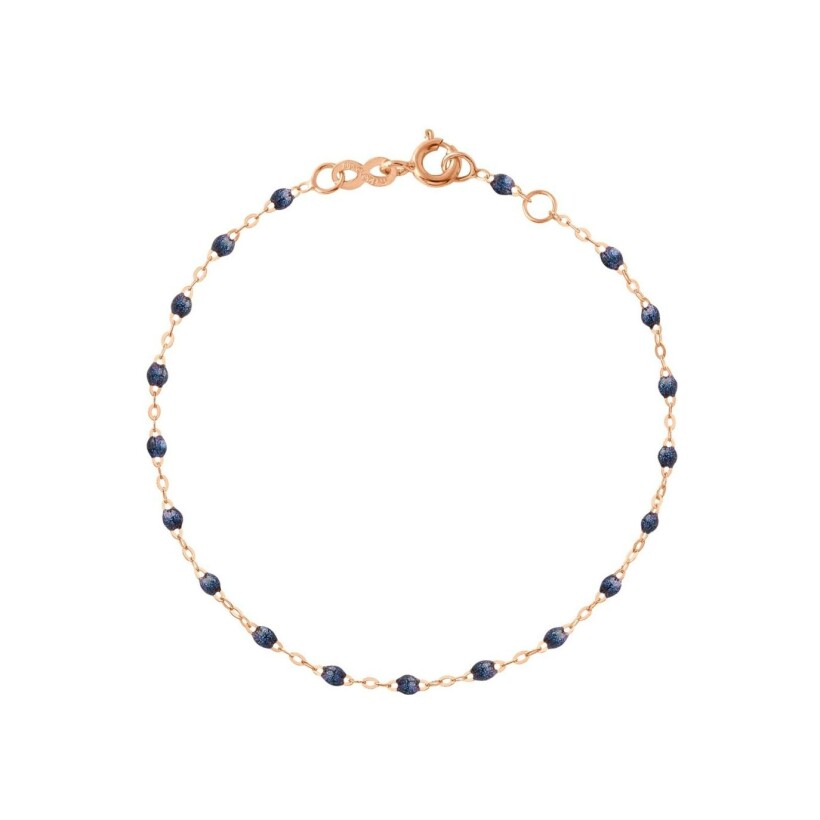 Bracelet Gigi Clozeau Classique en or rose et résine bleu nuit, 17cm