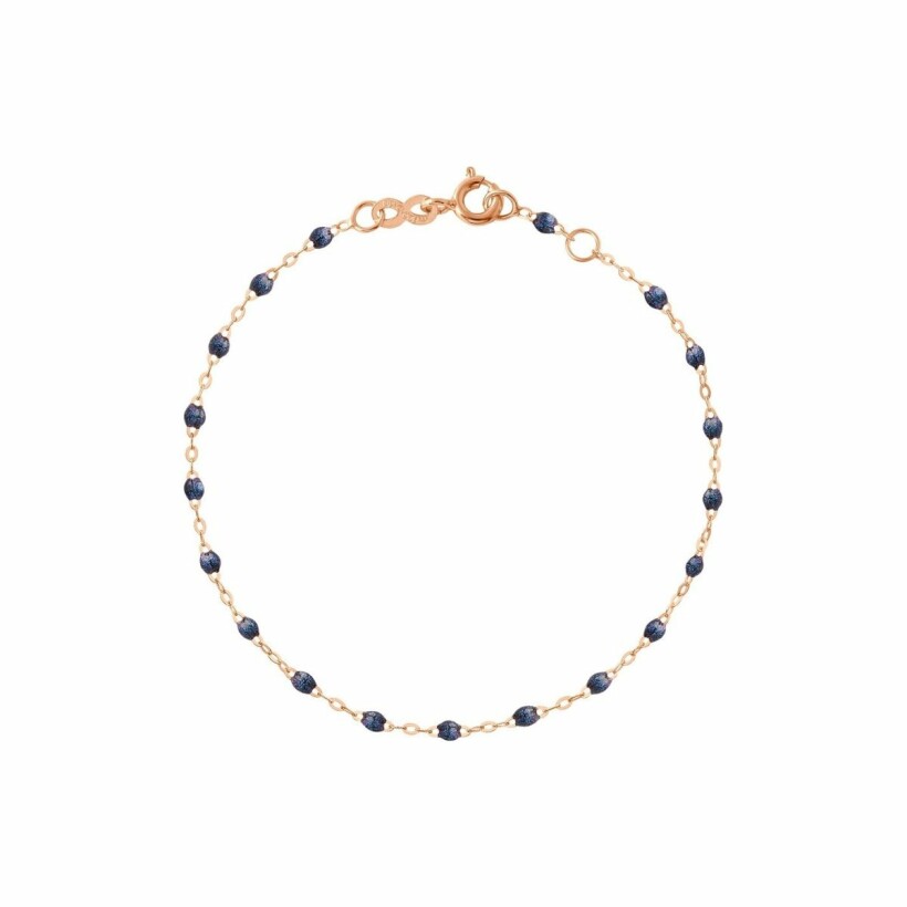 Bracelet Gigi Clozeau Classique en or rose et résine bleu nuit, 18cm