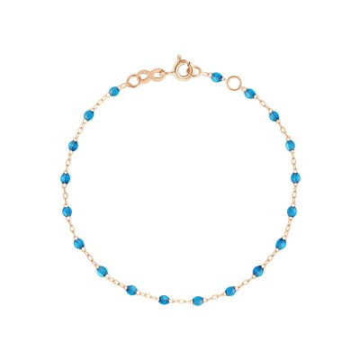 Bracelet Gigi Clozeau Classique en or rose et résine azur, taille 13cm