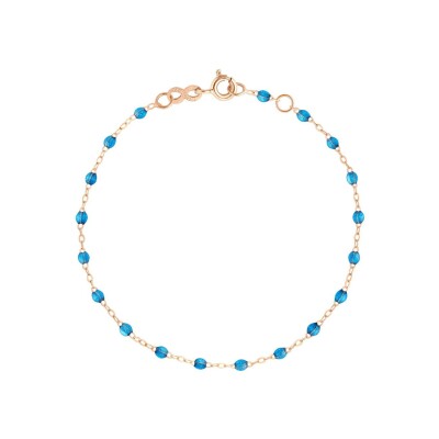 Bracelet Gigi Clozeau Classique en or rose et résine azur, taille 17cm