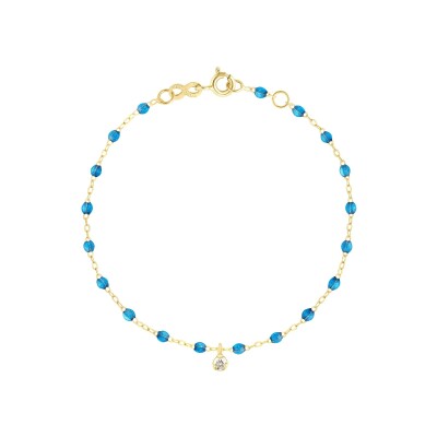 Bracelet Gigi Clozeau Gigi Suprême en or jaune, résine azur et diamants, taille 17cm