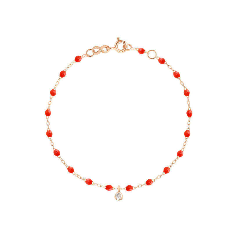 Bracelet Gigi Clozeau Gigi Suprême en or rose, résine corail et diamant, taille 17cm