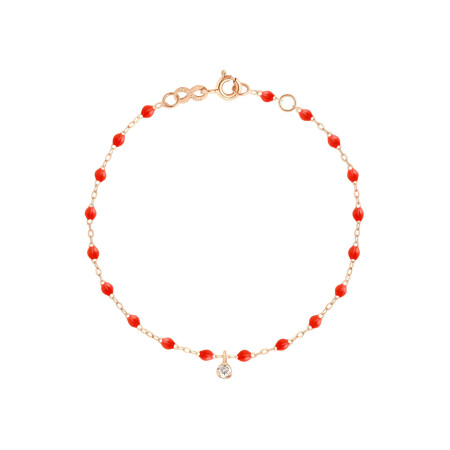 Bracelet Gigi Clozeau Gigi Suprême en or rose, résine corail et diamant, taille 17cm