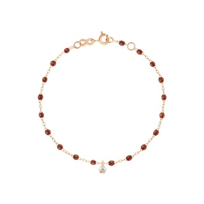 Bracelet Gigi Clozeau Gigi Suprême en or rose, résine moka et diamants, taille 17cm