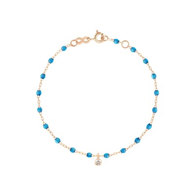 Bracelet Gigi Clozeau Gigi Suprême en or rose, résine azur et diamants, taille 17cm