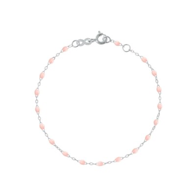 Gigi Clozeau bracelet, white gold and baby pink resin, size 17cm