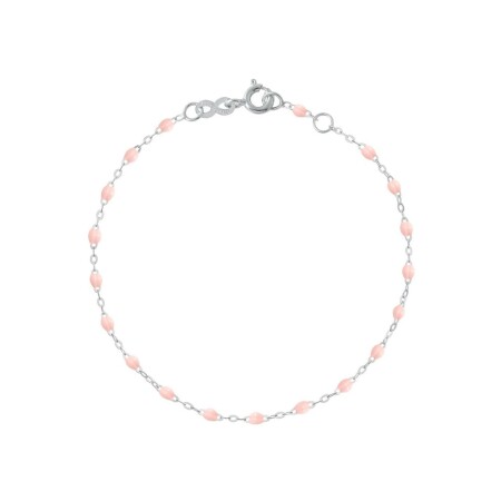 Bracelet Gigi Clozeau Classique en or blanc et résine rose bébé, 17cm