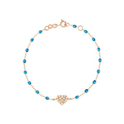 Gigi Clozeau In Love bracelet in rose gold, azure resin and diamonds, size 17cm