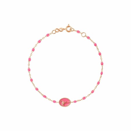 Bracelet Gigi Clozeau Flamant rose en or rose et résine rose, 17cm