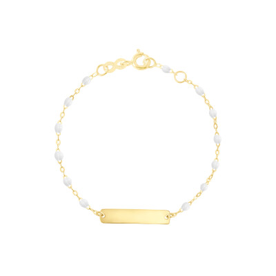 Bracelet Gigi Clozeau Little Gigi en or jaune et résine blanche, taille 13cm