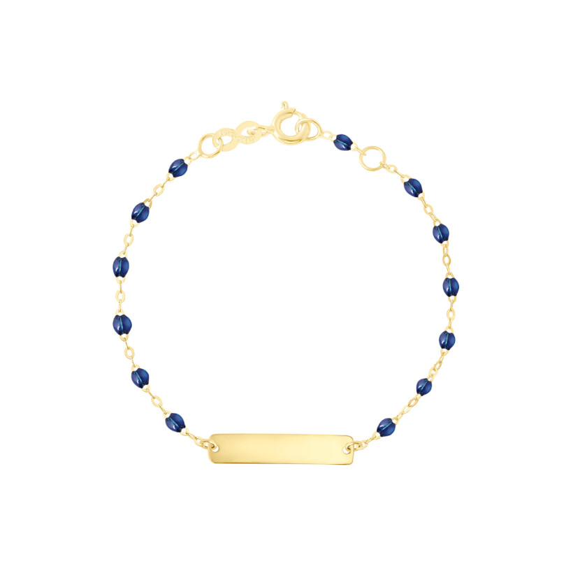 Bracelet Gigi Clozeau Little Gigi en or jaune et résine bleu prusse, taille 13cm