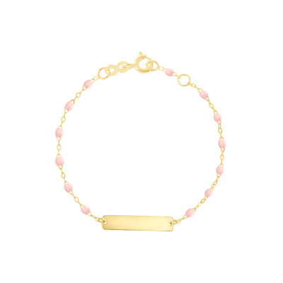 Bracelet Gigi Clozeau Little Gigi en or jaune et résine rose bébé, taille 15cm