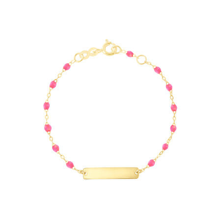 Bracelet Gigi Clozeau Little Gigi en or jaune et résine rose fluo, taille 13cm