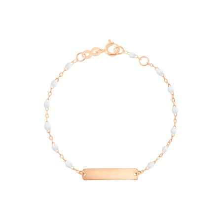 Bracelet Gigi Clozeau Little Gigi en or rose et résine blanche, taille 13cm