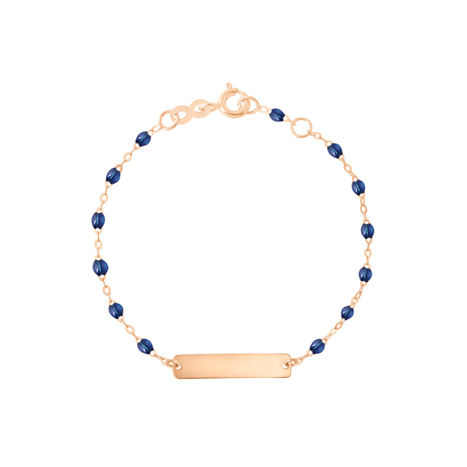 Bracelet Gigi Clozeau Little Gigi en or rose et résine bleu prusse, taille 13cm
