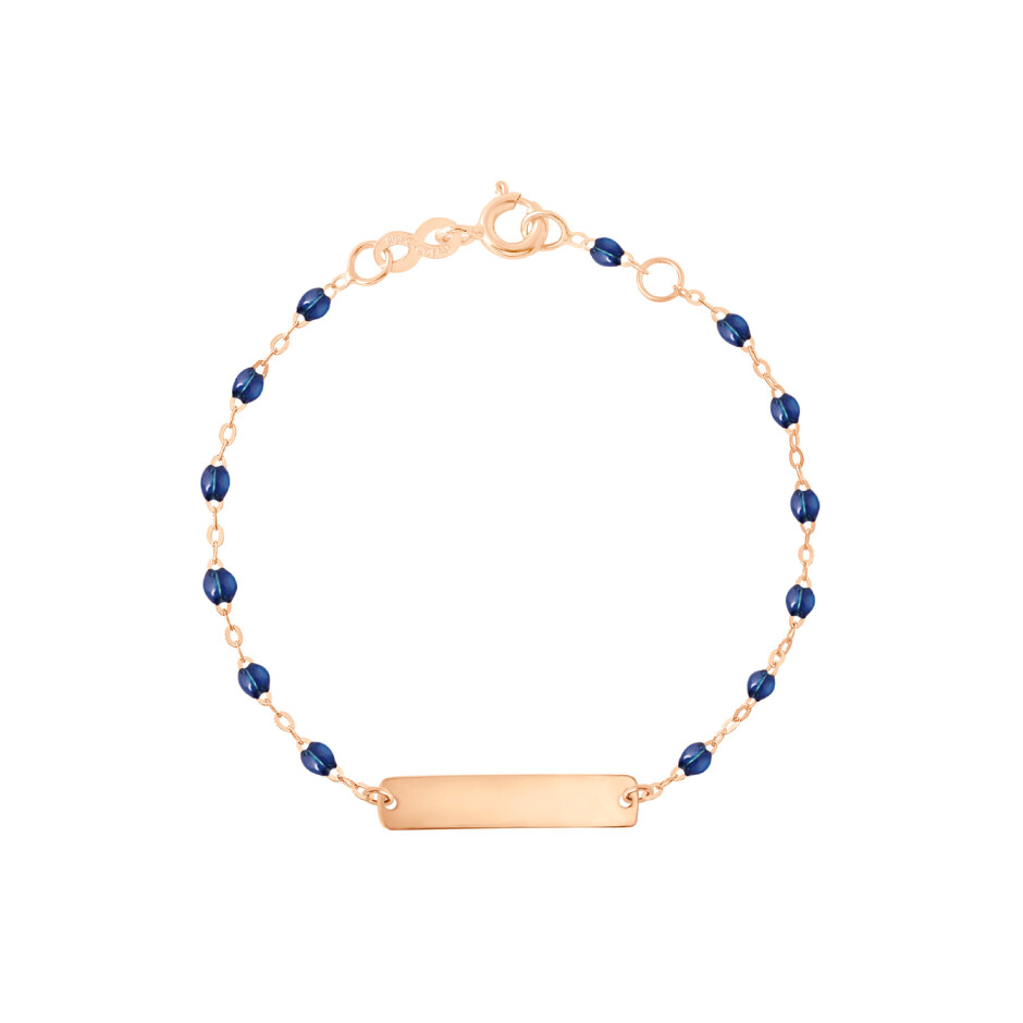 Bracelet Gigi Clozeau Little Gigi en or rose et résine bleu prusse, taille 15cm