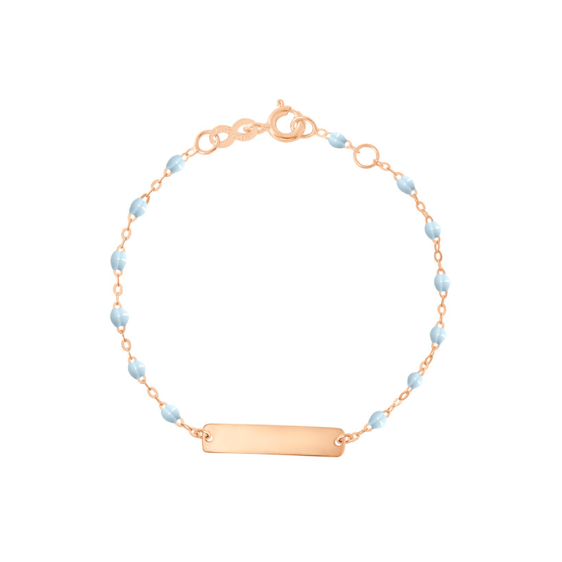 Bracelet Gigi Clozeau Little Gigi en or rose et résine bleu layette, taille 13cm