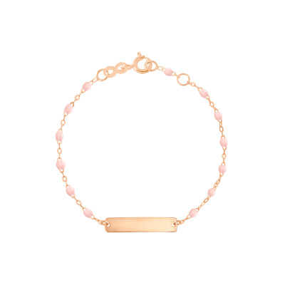 Bracelet Gigi Clozeau Little Gigi en or rose et résine rose bébé, taille 13cm