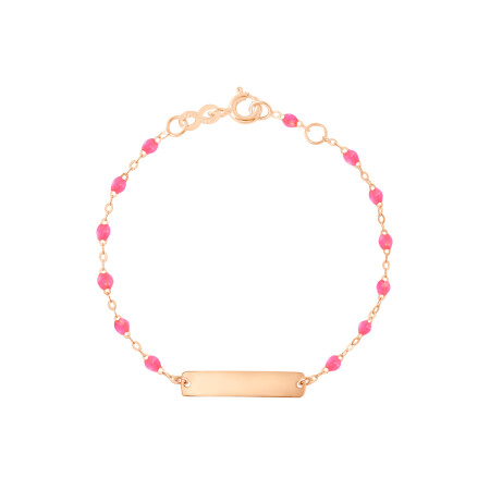 Bracelet Gigi Clozeau Little Gigi en or rose et résine rose fluo, taille 13cm