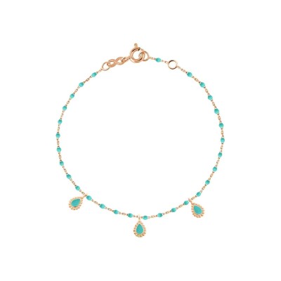 Bracelet Gigi Clozeau Lucky Cashmere en or rose et résine turquoise vert, 17cm