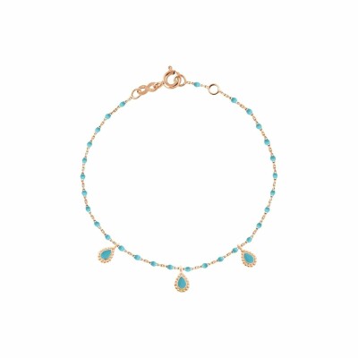 Bracelet Gigi Clozeau Lucky Cashmere en or rose et résine turquoise, 17cm