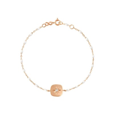 Bracelet Gigi Clozeau Miss Gigi en or rose, résine blanche et diamant, 17cm