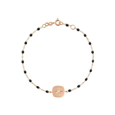 Bracelet Gigi Clozeau Miss Gigi en or rose, résine noire et diamants, taille 17cm