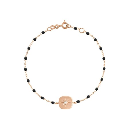 Bracelet Gigi Clozeau Miss Gigi en or rose, résine noire et diamants, taille 17cm