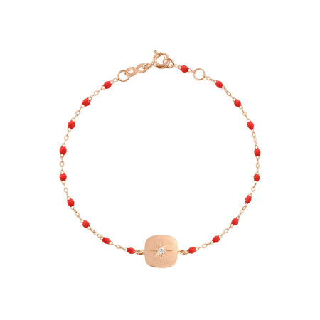 Bracelet Gigi Clozeau Miss Gigi en or rose, résine coquelicot et diamant, taille 17cm