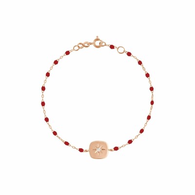 Bracelet Gigi Clozeau Miss Gigi en or rose, résine rouge rubis et diamants, taille 17cm