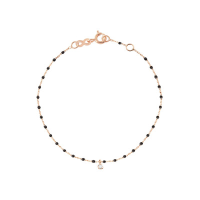 Bracelet Gigi Clozeau Mini en or rose, résine noire et diamant, taille 18cm