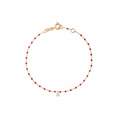 Bracelet Gigi Clozeau Mini Gigi en or rose, diamant et résine coquelicot, taille 17cm