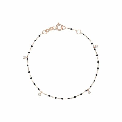 Bracelet Gigi Clozeau en or rose, résine noire et diamants, 17cm