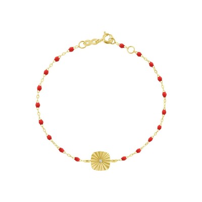 Bracelet Gigi Clozeau Miss Lumière en or jaune, résine coquelicot et diamant, 17cm
