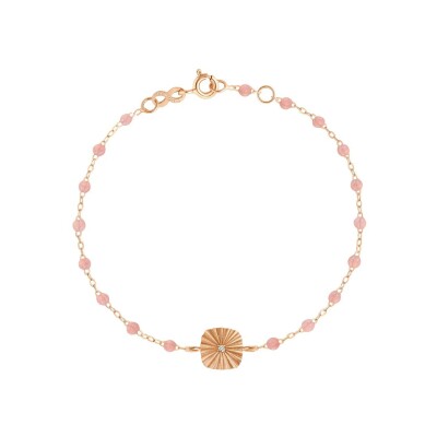 Bracelet Gigi Clozeau Miss Lumière en or rose, résine blush et diamant, 17cm