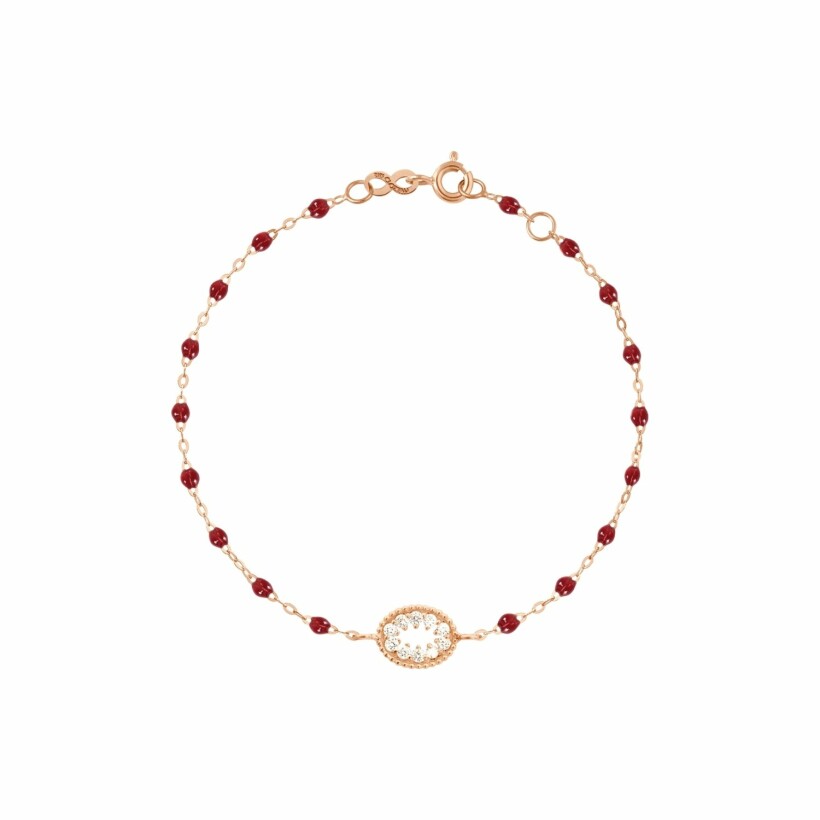 Bracelet Gigi Clozeau Oeil de pirate en or rose, diamants et résine rouge, taille 17cm