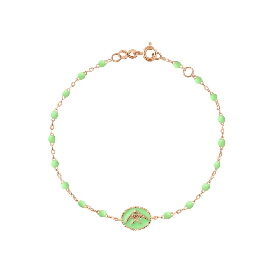 Bracelet Gigi Clozeau Poisson Ange en or rose et résine anis, taille 17cm