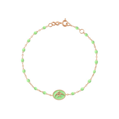 Bracelet Gigi Clozeau Poisson Ange en or rose et résine anis, taille 17cm