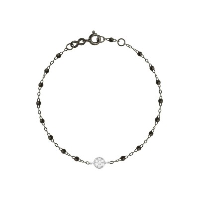 Bracelet Gigi Clozeau Puce en or noir, or blanc, résine noire et diamants, taille 17cm