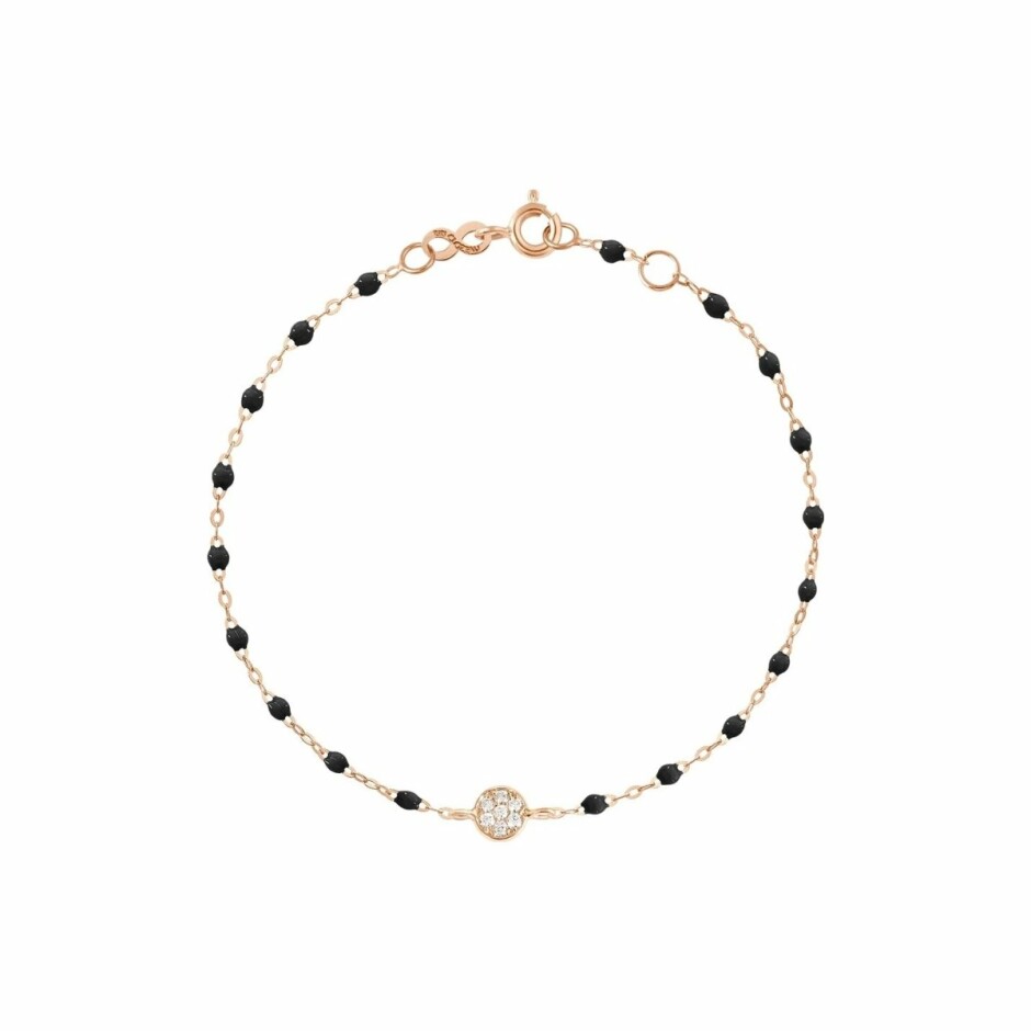 Bracelet Gigi Clozeau Puce en or rose, diamants et résine noire, taille 17cm