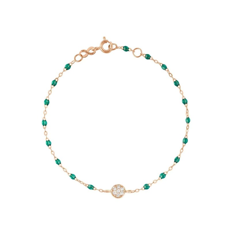 Bracelet Gigi Clozeau Puce en or rose, diamants et résine émeraude