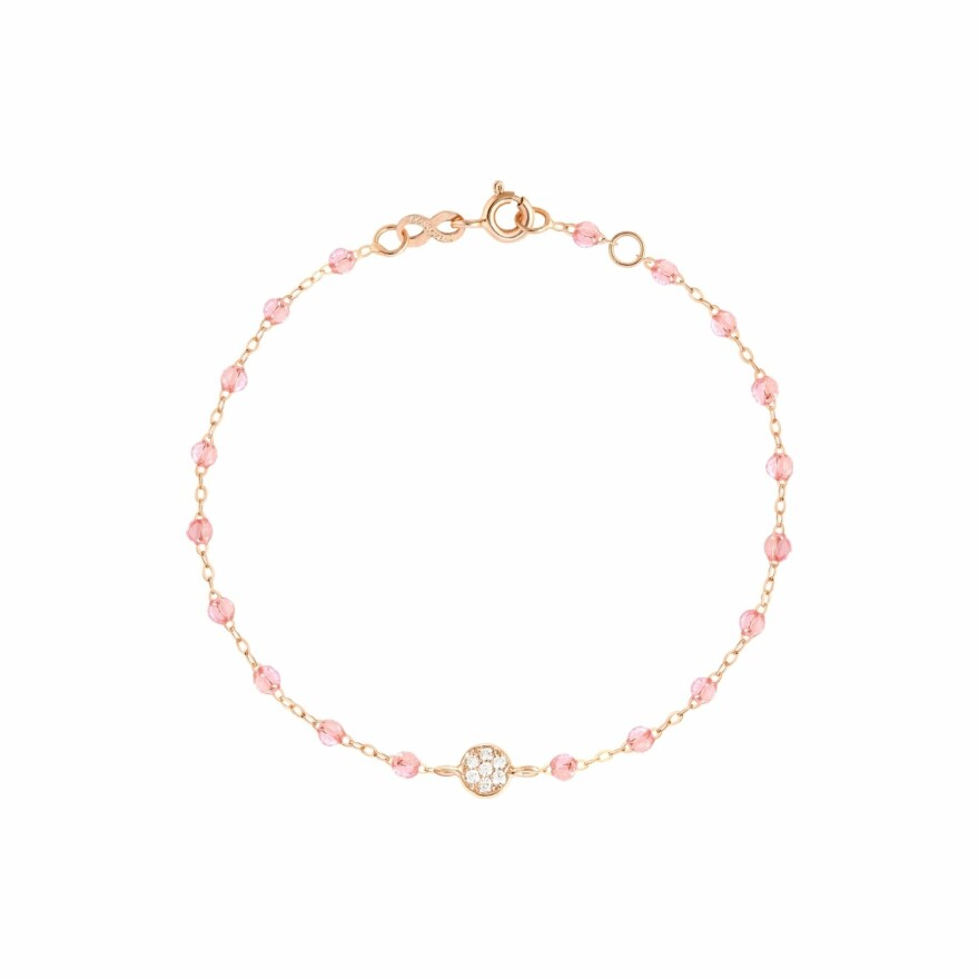 Bracelet Gigi Clozeau Puce en or rose, diamants et résine rosée, taille 17cm
