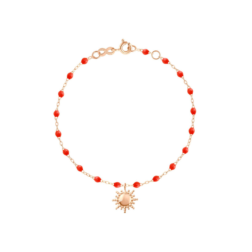 Bracelet Gigi Clozeau Soleil en or rose et résine corail, taille 17cm