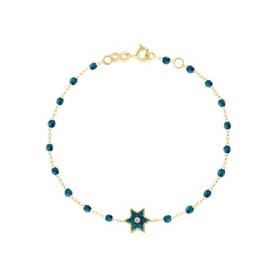 Bracelet Gigi Clozeau Etoile Star en or jaune, résine jungle et diamant, taille 17cm