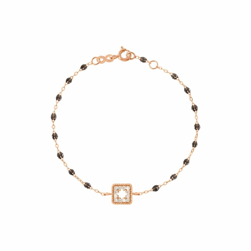 Bracelet Gigi Clozeau Trésor en or rose, diamants et résine quartz, 17cm