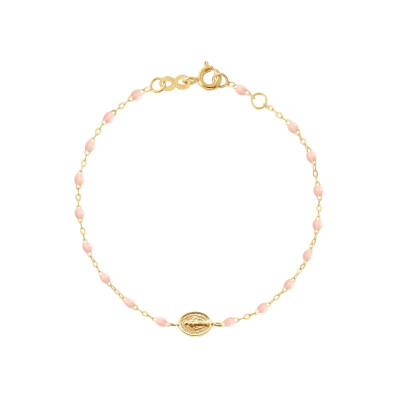 Bracelet Gigi Clozeau Madone en or jaune et résine rose bébé, taille 17cm
