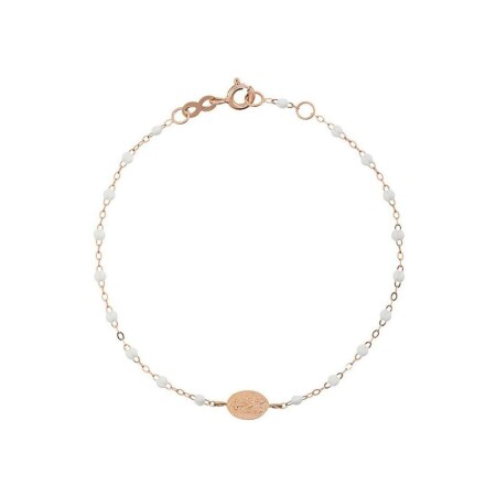 Bracelet Gigi Clozeau Madone en or rose et résine blanche, taille 17cm