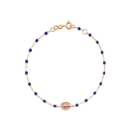 Bracelet Gigi Clozeau Madone en or rose et résine bleu prusse, taille 17cm