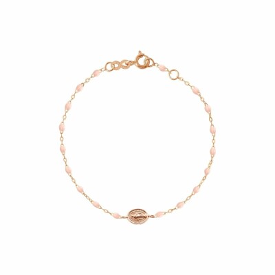 Bracelet Gigi Clozeau Madone en or rose, résine rose bébé, taille 17cm