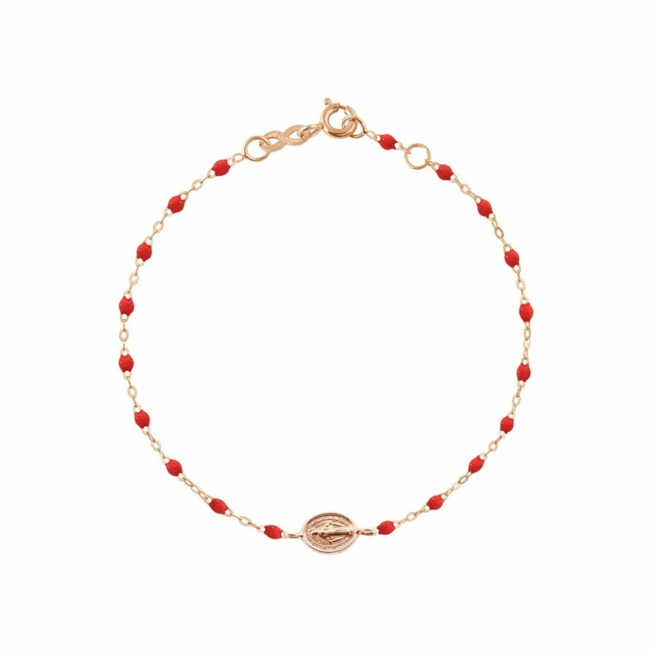 Bracelet Gigi Clozeau Madone en or rose et résine coquelicot, taille 17cm